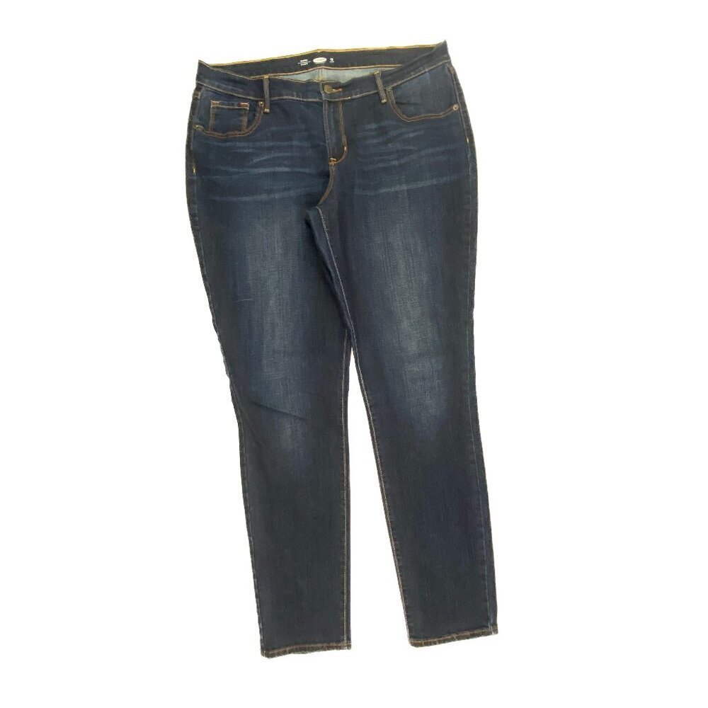 Old Navy Skinny Jeans Women 16 Long Blue Dark Wash Denim Stretch